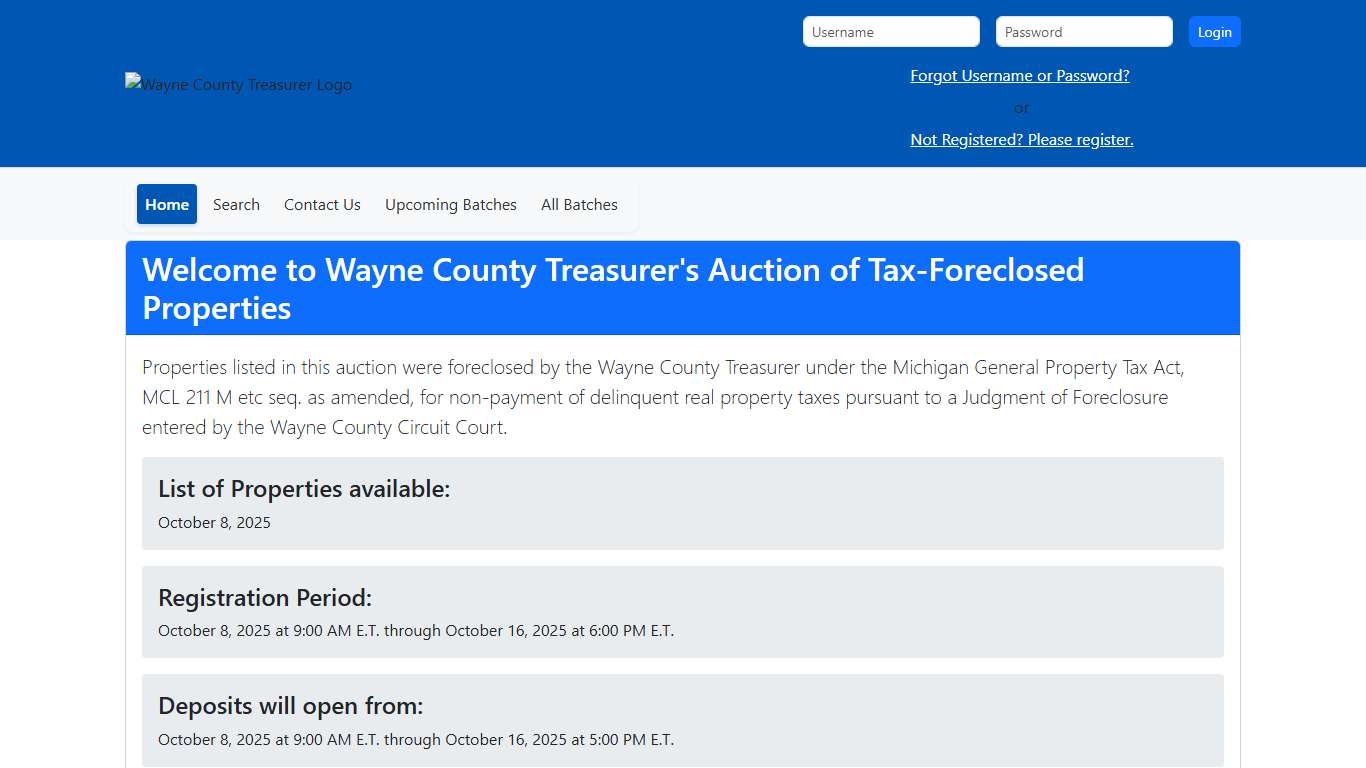 Wayne County Treasurer's Auction
